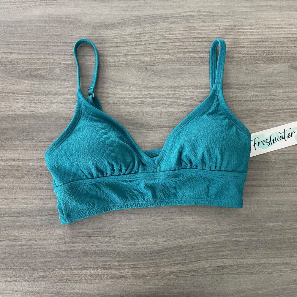 Women's Freshwater Longline Triangle Blue Bikini Swim Top